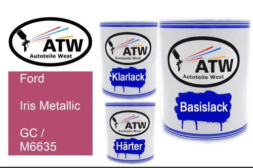 Ford, Iris Metallic, GC / M6635: 1L Lackdose + 1L Klarlack + 500ml Härter - Set, von ATW Autoteile West.